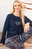 Piżamy damskie - Dwuczęściowa piżama damska LNS 570, Kolor granatowy-wzór, Rozmiar S, Key - Intymna - miniaturka - grafika 1