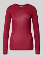Bluzki damskie - Bluzka z długim rękawem o kroju slim fit z mieszanki modalu i kaszmiru - miniaturka - grafika 1