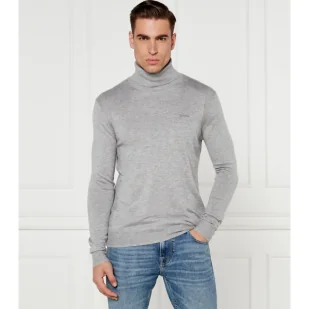 GUESS Golf EBENEZER Slim Fit z dodatkiem jedwabiu - Swetry męskie - miniaturka - grafika 1