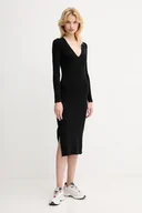 Sukienki - Lacoste sukienka kolor czarny maxi dopasowana EF4175 - miniaturka - grafika 1