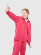 Bluzy dla dziewczynek - 4F Bluza dresowa rozpinana z kapturem dziewczęca - różowa 140 (9-10 lat) - miniaturka - grafika 1