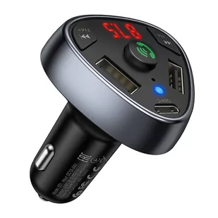 Hoco ładowarka samochodowa PD18W + USB 2,1A + transmiter FM Bluetooth / czytnik kart pam. E51 czarny - Ładowarki samochodowe - miniaturka - grafika 1