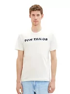 Koszulki męskie - TOM TAILOR T-shirt męski, 10332 – Off White, XL - miniaturka - grafika 1