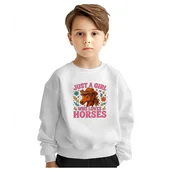Bluzy dla dziewczynek - BLUZA DZIECIĘCA KOŃ DZIEWCZYNA KOCHA KONIE 134-140 DLA CHŁOPCA DZIEWCZYNKI - miniaturka - grafika 1