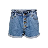 Spodenki damskie - ONLY Damskie ONLCUBA Paperbag DNM szorty NOOS, rozmiar M (UK), niebieski denim, XXS, Średni niebieski dżins, XXS - miniaturka - grafika 1