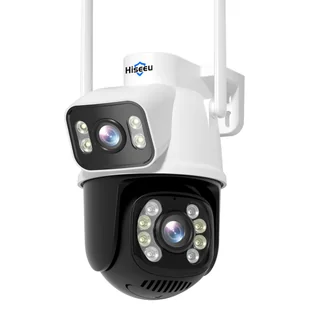 Zewnętrzna kamera WiFi Hiseeu WS318B 4K 6MP, dualna soczewka, podwójny ekran, 2-kierunkowe audio, kolorowa noktowizja - Czarny - Systemy inteligentnych domów - miniaturka - grafika 1
