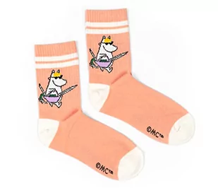 Snorkmaiden Retro damskie skarpety Muminki, różowe, EU 36-42, Pomarańczowy, biały - Skarpetki damskie - miniaturka - grafika 1