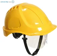 Akcesoria BHP - PORTWEST PW54 HEŁM ENDURANCE PLUS Z WIZJERKĄ; ŻÓŁTY - miniaturka - grafika 1
