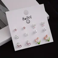 Kolczyki - TEMU Zestaw 12 eleganckich, klasycznych, modnych i wykwintnych kolczyków z sercem, księżycem i kokardą, idealnych do noszenia na co dzień, na imprezy - miniaturka - grafika 1