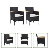 Fotele i krzesła ogrodowe - The Living Store Krzesła ogrodowe do jadalni 2 szt. Poli rattan czarny - miniaturka - grafika 1