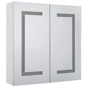 Szafki łazienkowe - Beliani Szafka łazienkowa wisząca z lustrem LED 60 x 60 cm biała MAZARREDO - miniaturka - grafika 1