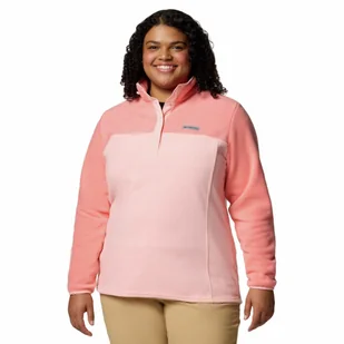 Damska bluza polarowa Columbia Benton Springs 1/2 Snap Pullover Fleece II pink sand - L - Bluzy damskie - miniaturka - grafika 1