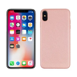 NoName Etui Carbon Fiber iPhone Xs Max różowo- złoty/rosegold - Etui i futerały do telefonów - miniaturka - grafika 1