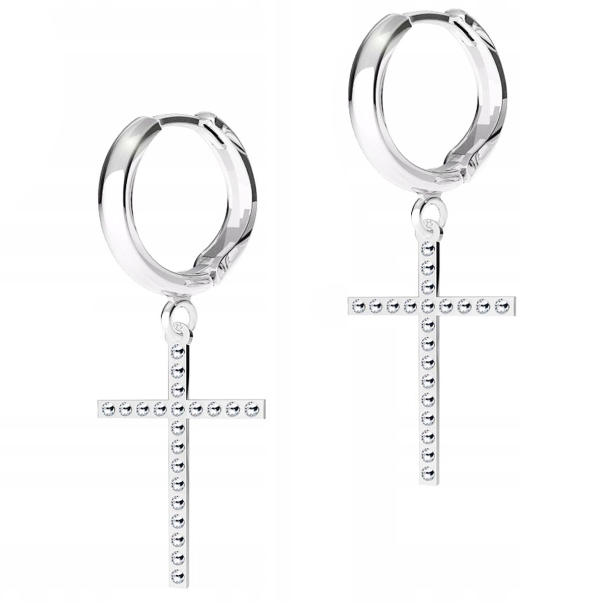 Kolczyki Srebrne Krzyżyk Cross Krzyże Krzyżyki z Cyrkoniami SREBRO 925