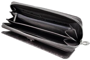 Portfel Damski Skóra Naturalna Lakierowana GREGORIO Duży Z Metalowym Suwakiem Piórnik PT-111 SZARY 18,5 x 9,5 x 3,5 [cm] - Portfele - miniaturka - grafika 7