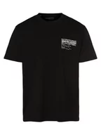 Koszulki męskie - Selected - T-shirt męski  SLHRelaxajax, czarny - miniaturka - grafika 1