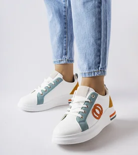 Białe sneakersy z kolorowymi wstawkami Passaic -40 - Sneakersy damskie - miniaturka - grafika 1