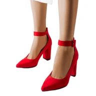 Czółenka - Czerwone czółenka na słupku Achen - Inna marka - miniaturka - grafika 1