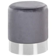 Pufy i podnóżki - Puf Welurowy Szary Brigitte - miniaturka - grafika 1