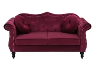 Sofy i kanapy - Beliani Sofa 2-osobowa welurowa bordowa SKIEN - miniaturka - grafika 1