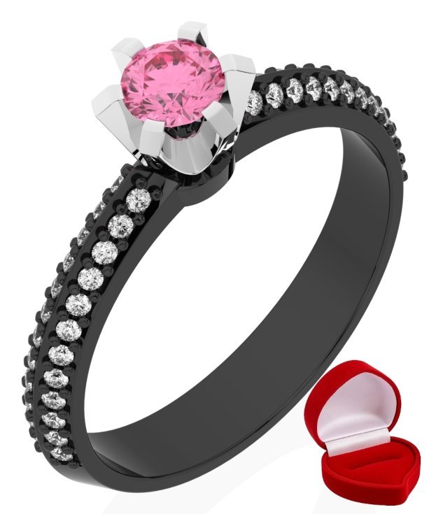 ZŁOTY PIERŚCIONEK ZARĘCZYNOWY 585 14k SZAFIR 0,24 ct CZARNE ZŁOTO R16