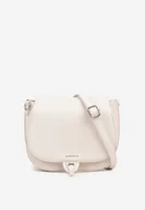 Torebki damskie - Jasnobeżowa Dwukomorowa Torebka Listonoszka z Ozdobną Klapą Redavinae - miniaturka - grafika 1