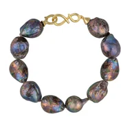 Bransoletki - ENAYA NELLIE NOIR Bransoletka duże perły barokowe czarne owalne zapięcie srebro - miniaturka - grafika 1