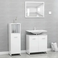 Meble łazienkowe - vidaXL vidaXL 3-cz. zestaw mebli łazienkowych, wysoki połysk, biały, płyta 8720286166147 - miniaturka - grafika 1