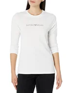 Koszulki i topy damskie - Emporio Armani Damska koszulka z logo Iconic, biały, XL - miniaturka - grafika 1