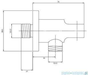 Omnires przyłącze kątowe mosiężne z uchwytem na słuchawkę biały mat 8873WM - Baterie umywalkowe - miniaturka - grafika 2