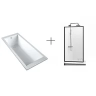 Wanny - CALDO DPL532WL+ REA-K7689 CALDO SCHEDPOL Wanna akrylowa SLIM w technologii STANDARDOWEJ, laminowana 160x70x37 + Parawan wannowy stały 700X1400 - miniaturka - grafika 1