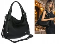 Torebki damskie - Torebka Damska shopper WOREK włoska marka SWEET YEARS pojemna 6846 Czarna - miniaturka - grafika 1