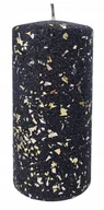Świece - ŚWIECA ozdobna GLAMOUR 14cm CZARNA BROKATOWA ZŁOTE DROBINKI ARTMAN walec - miniaturka - grafika 1