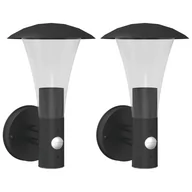 Lampy ogrodowe - vidaXL Kinkiety zewnętrzne z czujnikiem ruchu, 2 szt., czarne, stal - miniaturka - grafika 1