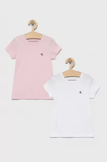 Koszulki dla dziewczynek - Calvin Klein Jeans T-shirt bawełniany dziecięcy (2-pack) kolor różowy - grafika 1