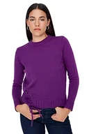 Bluzy damskie - Trendyol Damska bluza z okrągłym dekoltem, zwykła, fioletowa, M, Fioletowy, M - miniaturka - grafika 1