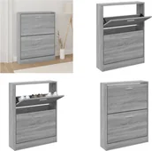 Szafki na buty - vidaXL Szafka na buty Szara Sonoma 59x17x81 cm Materiał drewnopochodny - Stojak na buty - Półki na buty - Przechowywanie butów - Szafka na buty - miniaturka - grafika 1