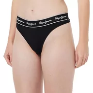 Majtki damskie - Pepe Jeans Damska bielizna Pepe Stringi w stylu bikini, czarna, XS, Czarny, XS - miniaturka - grafika 1