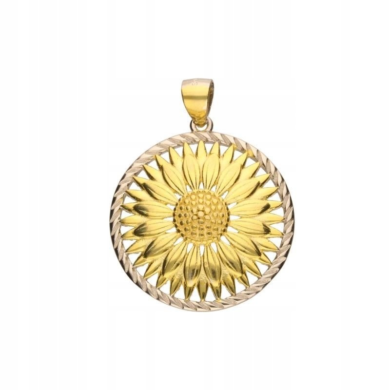 Zawieszka Ażurowa Srebro 925 Pozłacana 24K Kwiat 25mm 5.03g na prezent