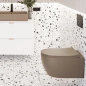 Miski WC - Massi Miska WC wisząca rimless brązowa LERA cappuccino z deską wolnoopadającą typu Slim - miniaturka - grafika 1