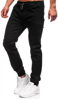 Spodnie męskie - Czarne spodnie jeansowe joggery męskie Denley 60033W0 - grafika 1
