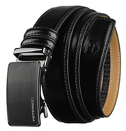 Paski - Pasek męski z automatyczną klamrą PETERSON skórzany elegancki do garnituru casualowy czarny - miniaturka - grafika 1