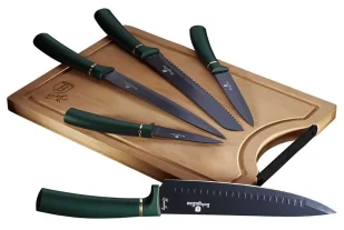 Komplet 5 zielonych noży z bambusową deską do krojenia M0-D49 - Noże Komplet 5 zielonych noży z bambusową deską do krojenia M0-D49 - Noże - miniaturka - grafika 1