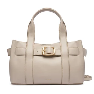 Torebka Calvin Klein Buckle Mini Tote With Strap LV04F3295G Beżowy - Torebki damskie - miniaturka - grafika 1