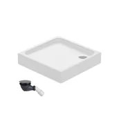 Brodziki prysznicowe - Brodzik kwadratowy Cersanit Tako 90X16 cm z zintegrowaną obudową syfon w zestawie S204-049 - miniaturka - grafika 1