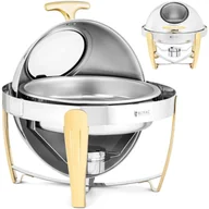 Inne urządzenia gastronomiczne - Podgrzewacz do potraw - okrągły - złote akcenty - rolowana pokrywka - 6 l - Royal Catering RCCD-RT21_6LG - miniaturka - grafika 1