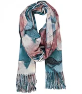 Apaszki i szaliki damskie - Szal szalik Chusta frędzle ciepły roślinny miękki gładki 180x70 cm - miniaturka - grafika 1