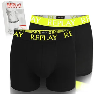 Replay Bokserki Męskie Majtki 2 sztuki Bawełna Czarne Kolor Logo Roz. XL - Majtki męskie - miniaturka - grafika 1