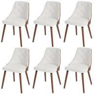 Krzesła - Zestaw 6 krzeseł do jadalni HWC-A75, krzesło kuchenne dla gości, drewno gięte o wyglądzie orzecha włoskiego ~ imitacja skóry biała - miniaturka - grafika 1