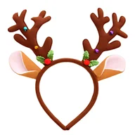 Ozdoby do włosów - Opaska do włosów Brązowa Świąteczna z Rogami Renifera na Prezent Święta - miniaturka - grafika 1
